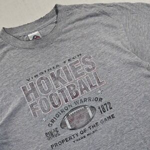 VTG Virginia Tech Hokies Football t-Shirt Men Distressed M Gray Gridiron Warrior